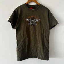 Y2K Hot Leathers Sturgis 2009 Eagle Tshirt Green Medium Biker