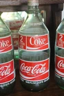One Vintage Coca Cola 2 Liter Glass Coke Bottle Green 67.6 Fl Oz. w Cap 1970s