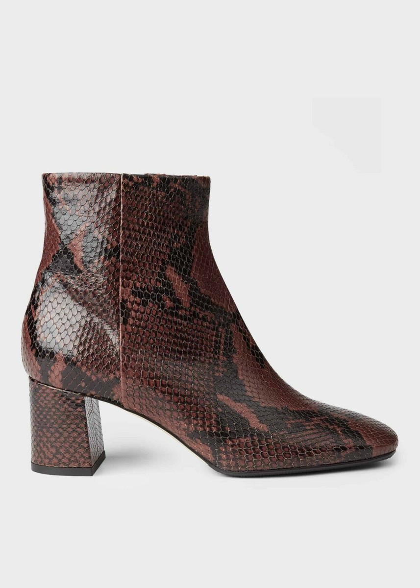 HOBBS Snake Print Leather Imogen Ankle Boots Chocolate Snake Size