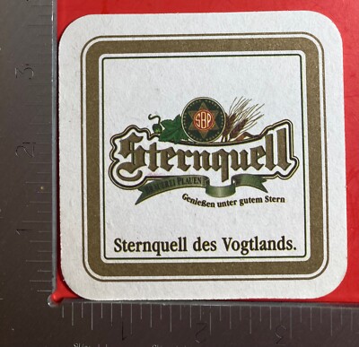 STERNQUELL Vogtlands. 3.5 INCH SQUARE  BEER COASTER VINTAGE