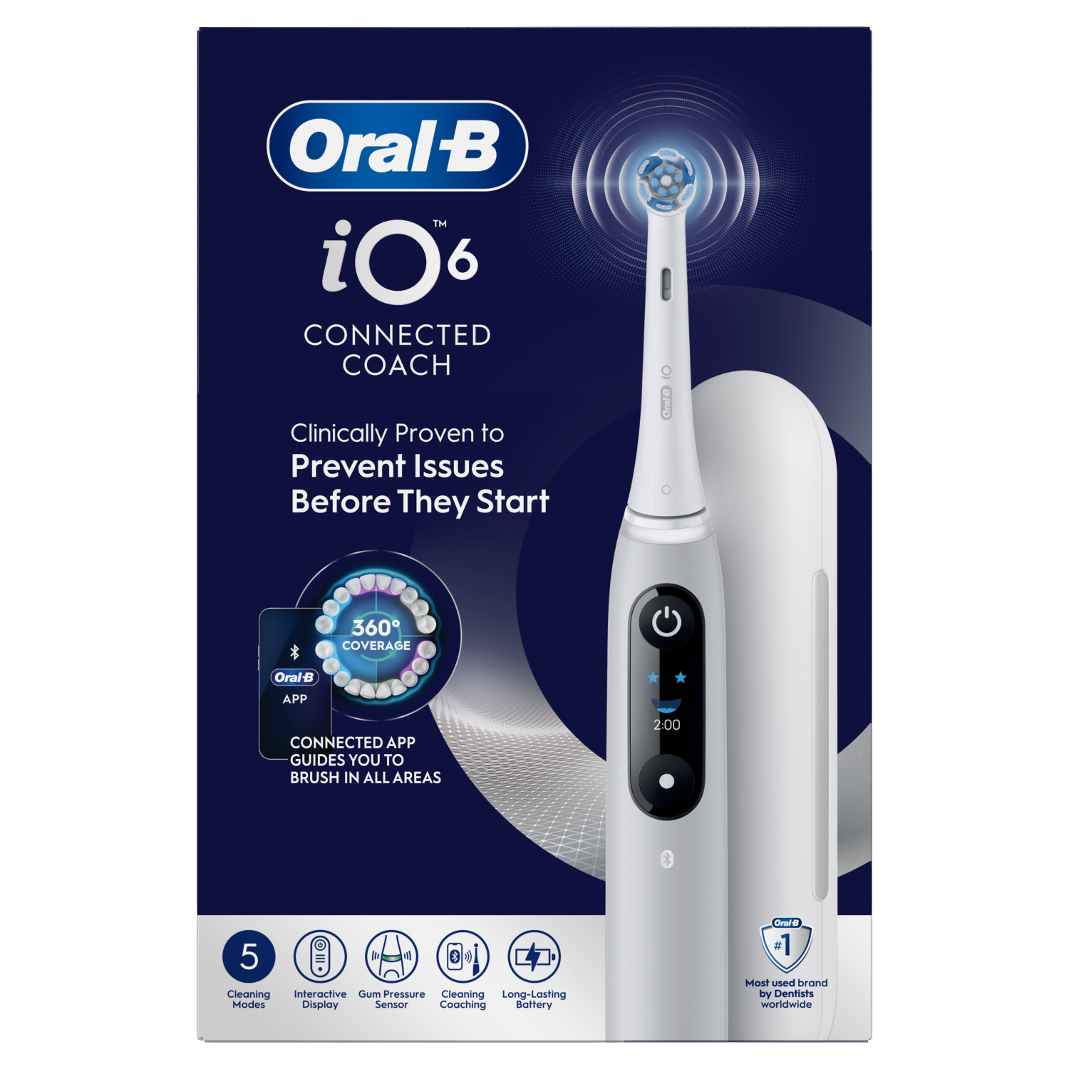 Oral-B iO6 Grey Electric Toothbrush Rechargeable and AI Smart Display + 1 Head