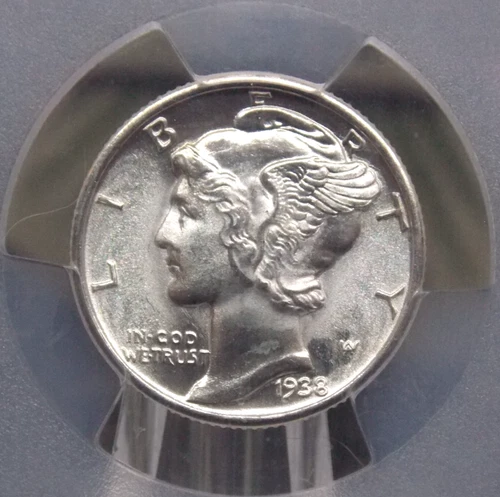 1938 "P" Mercury SILVER Dime 10c PCGS MS66 #202 Gem BU Uncirculated ECC&C, Inc.