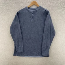 LL Bean Shirt Mens L Tall Blue River Driver Henley Wool Blend Base Layer Outdoor
