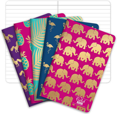 Field Notebook/Pocket Journal - Gold Foil Patterns - Lined Memo Book (3.5''x5.5'')