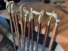Vintage Walking Cane Wooden Walking Stick Brass Handle Knob Gift Lot Of 10 pcs