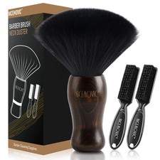 NICEMOVIC 3 IN 1 Barber Neck Duster Brush Set, Professional Brown Black