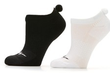 Ben Hogan Pom Pom Low Cut Golf 2 Pack White/Black/Assorted Socks Women 4 - 10.5