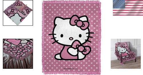 Decorative 46”x60” Hello Kitty Throw Blanket - Super Soft & Washable Polka Dots - Picture 2 of 7