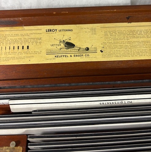 Vintage Keuffel & Esser K&E Leroy Lettering 12-Template Tracing Set Drafting Kit - Picture 3 of 9