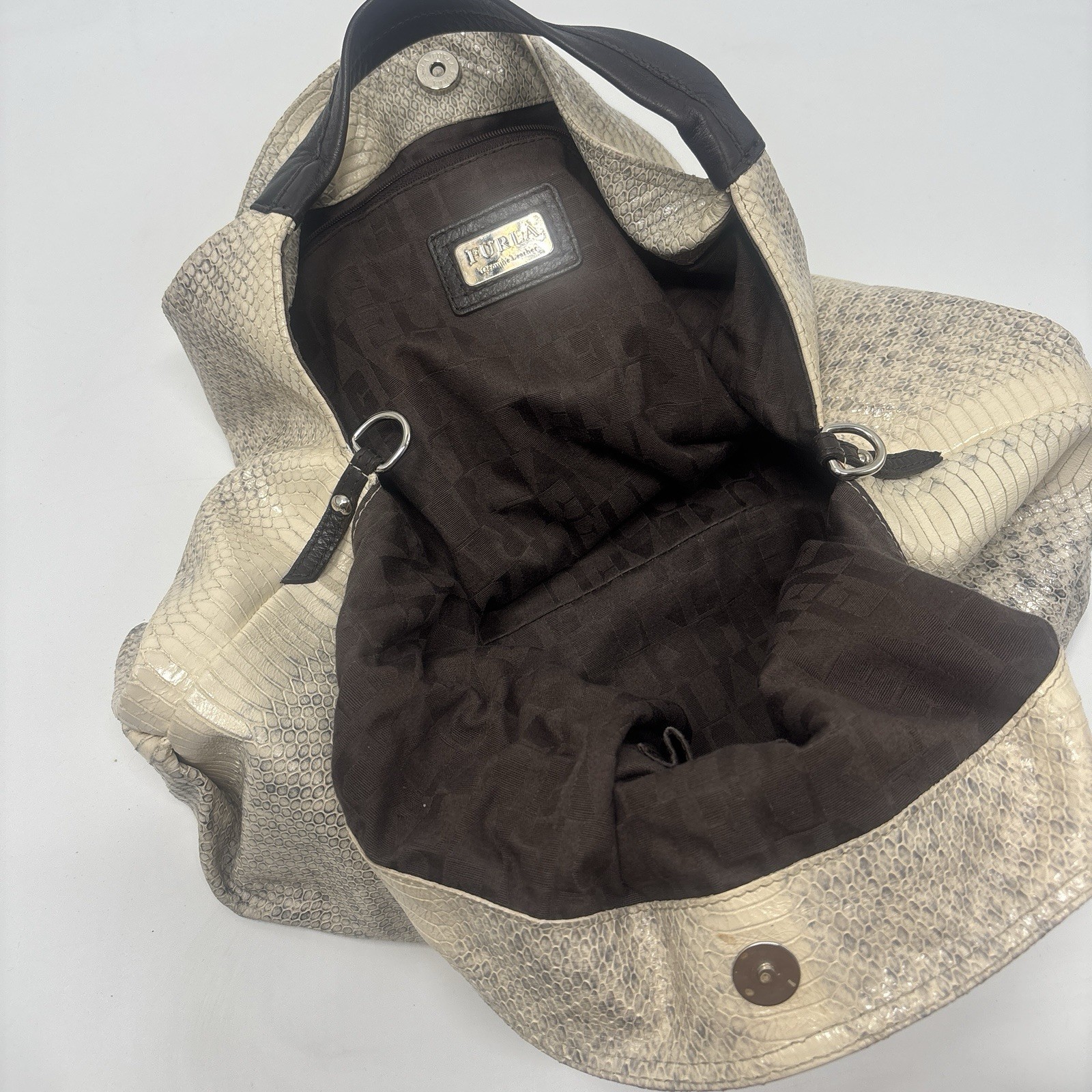Furla Slouchy Python Snake Leather Hobo Bag. Read Description — image 14