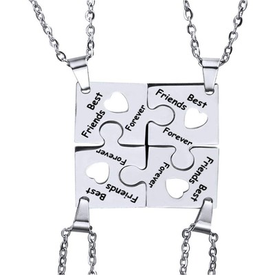 4 Stück Beste Freunde Halsketten, Best Friends Forever, Edelstahl Puzzle Vers...