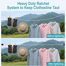 Retractable Travel Clothesline, 13FT Adjustable Heavy Duty Clothes Line Outdo...