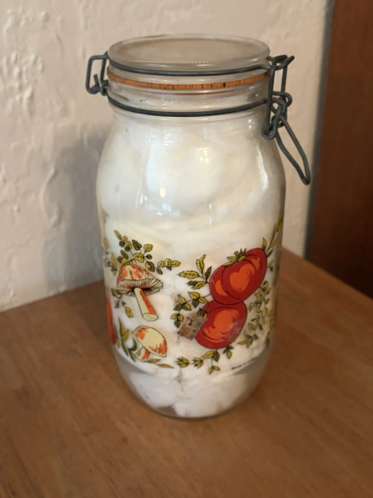 VTG Made in France Glass Jar Tomato Onion Mushroom Swing Top Lid 10" 2 Liter