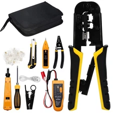 RJ45 Crimping Tool Network Tool Kit for Cat5 Cat5e Cat6, 10 in 1 Portable Eth...