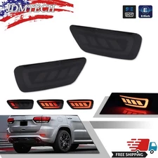 2PC Smoke Lens Full LED Rear Bumper Reflector Lights For Jeep WK2 Grand Cherokee
