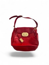 Badgley Mischka Red Leather Handbag   Gold Ha...