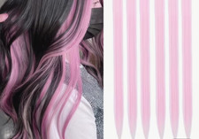 Package of 10 pc Soft Baby Pink CLIP-IN Synthetic Hair Extensions 20"L