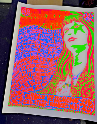89 Kozik Psychedelic Woodstock Revisited Blacklight Poster Hendrix