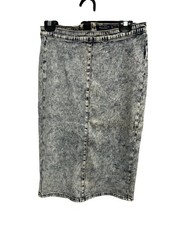 Iris Jeans Acid Wash Denim Pencil Skirt Size Large Stretch High Waist Retro 80s