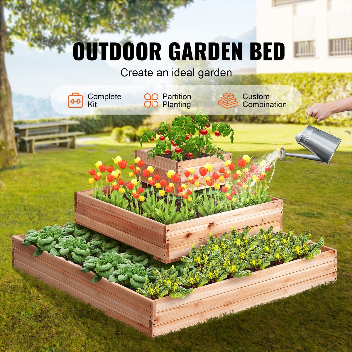 花瓶・フラワースタンド NEIGHBORHOOD SRL . GARDEN BED / I-SHELF Wooden Raised Garden Bed Planter Box 44.5x44.5x20.1
