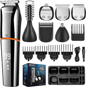 PRITECH Kit de grooming pour hommes, 6-In-1 Marteau de bardeaux & Clipper pour cheveux, Cordelle argentée