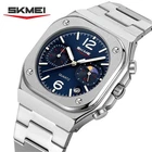 SKMEI Men Quartz Watch Multifunction Stopwatch Gold Steel Wristwatch Male Watch