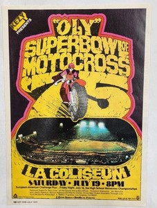1975 OLY Super Bowl Of Motocross LA Coliseum Motorcycle Original Print Ad CA