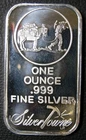 BELOW SPOT!  1 TROY OZ. SILVER TOWNE BAR.  .999 FINE. FREE SHIPPING!