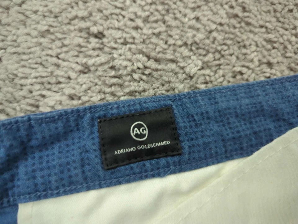 Shorts chino Adriano Goldschmied masculino 38R azul xadrez The Wanderer 55% linho - Imagem 3 de 4