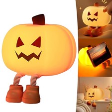 Halloween Pumpkin Table Lamp, Cute LED Pumpkin Night Light with 3 Level Dimmable