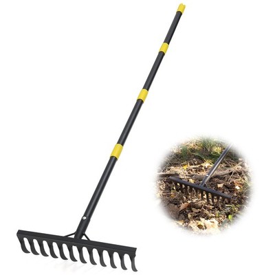 Gartenrechen 188 cm, 12 Zähne Handwerkzeug, verstellbarer Laubbogen schwarz