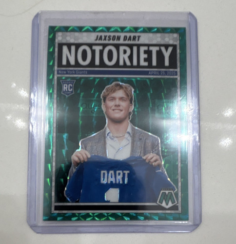 Panini 2025 Mosaic Jaxson Dart RC Notoriety #11 Giants Green Mosaic Prizm