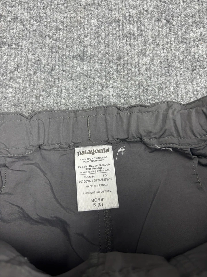 Pantalones Patagonia Niños Pequeños 8 Gris Nylon Senderismo Cintura Elástica Rodillas Reforzadas Foto 2 de 4
