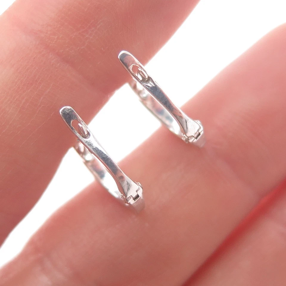 925 Sterling Silver Real Round-Cut Diamond Hoop Earrings - Image 2 of 4