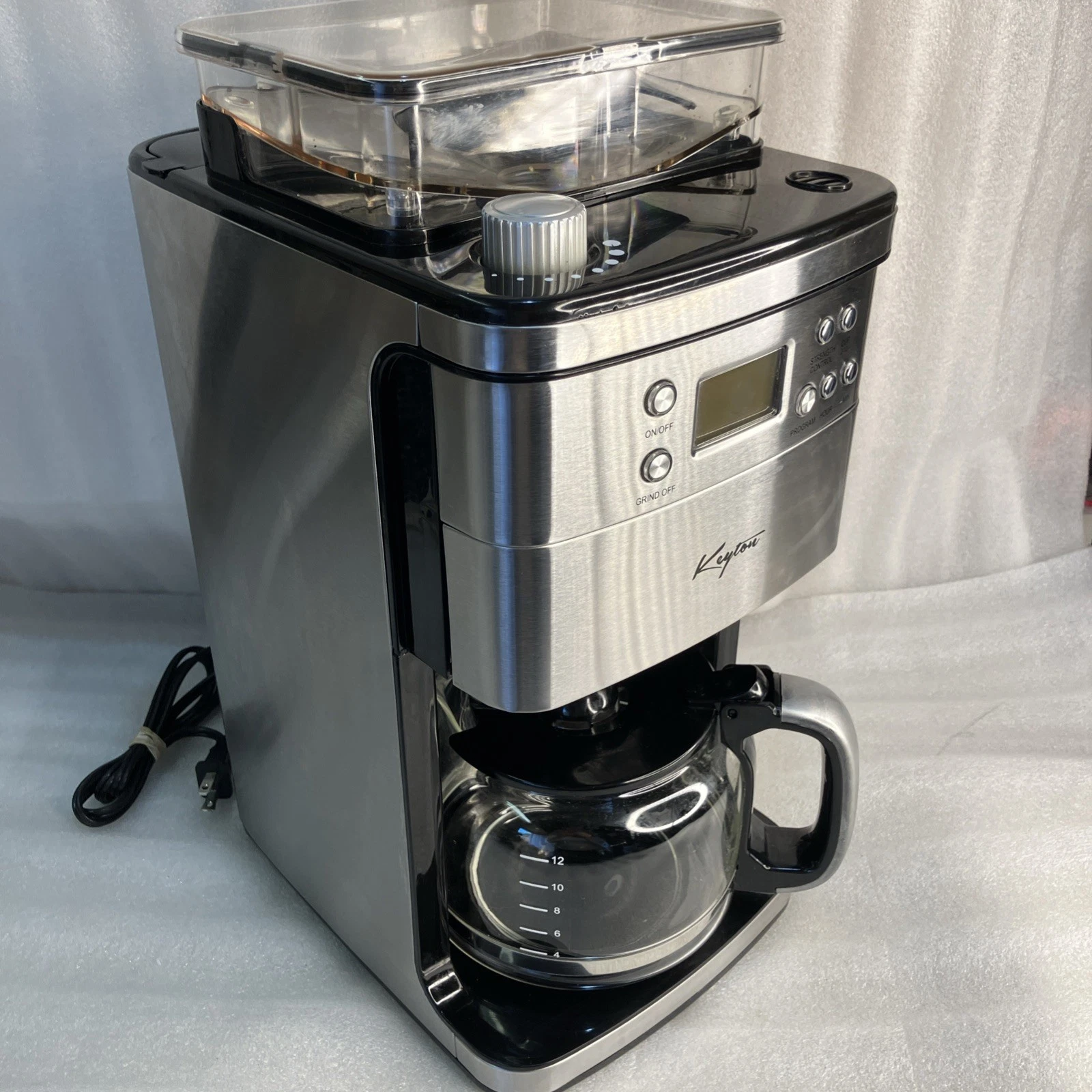 Keyton K3-COFFEESS Grind and Brew Automatic Drip Coffee Maker with 12-Cup Carafe