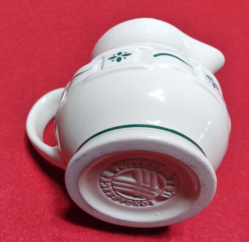 Longaberger Pottery Creamer / Pitcher Woven Traditions Classic Green 8 Ounce USA - Picture 3 of 6