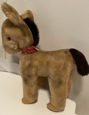 Vintage Mohair Plush Donkey Mule Sawdust Stuffed Made in Japan 7"Tall
