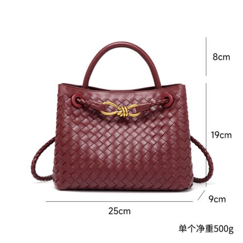 Metal Buckle Braided Tote Bag Shoulder Bag Hand Crossbody Vintage Women Bag - Picture 16 of 30