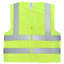 2 Pockets Neon Yellow Safety Vest with Reflective Strips ANSI/ISEA  XL