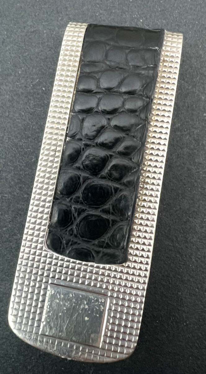 Vintage Robert Talbott Estate Crocodile & Sterling Silver Money Clip Rare image 4