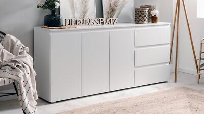 Sideboard Kommode Anrichte Schrank Wohnzimmer Blanc weiß 3 Schubkasten 179 cm