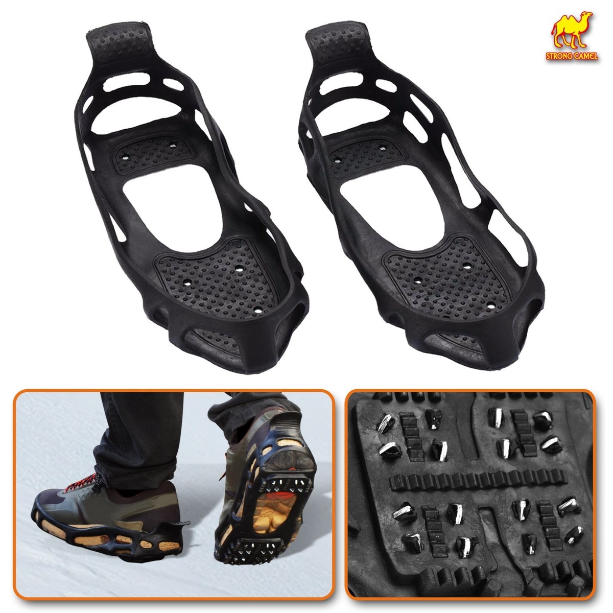 S-XL Ice Snow Cleats Traction Grippers Shoes Boots Rubber Spikes