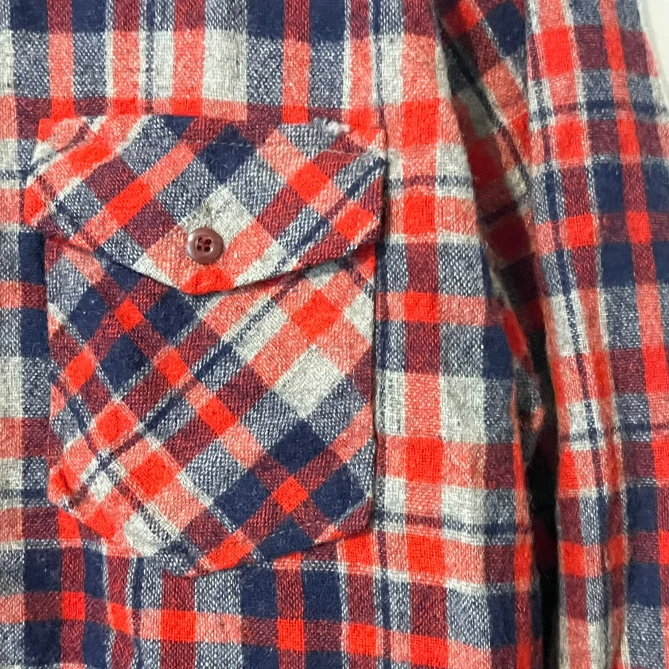 Camisa de franela de nailon de lana vintage años 80 90 Cellini para hombre talla L a cuadros hecha en Corea Foto 3 de 4