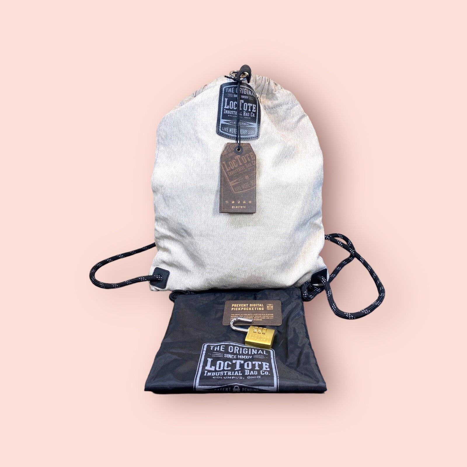 Loctote Industrial Bag Flak Sack The Original Theft Resistant Drawstring Backpack