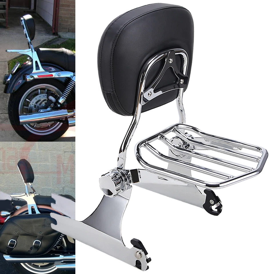 Detachable Backrest Sissy Bar Luggage Rack For Harley Dyna Low Rider 2006-Later Foto 3 de 4
