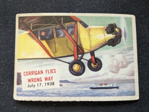 1954 Topps Scoops Card # 131 Corrigan Flies Wrong Way (IN PERFETTE CONDIZIONI/EX) - Foto 1 di 3