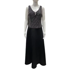 Partra Petite Black Evening Dress with Silver Flecks Size 10 Petite SKU 582