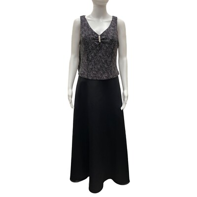 Partra Petite Black Evening Dress with Silver Flecks Size 10 Petite SKU 582