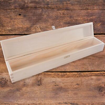 Long Wooden Box with Lid and Metal Clasp 47x8x6cm/ Plain Pine