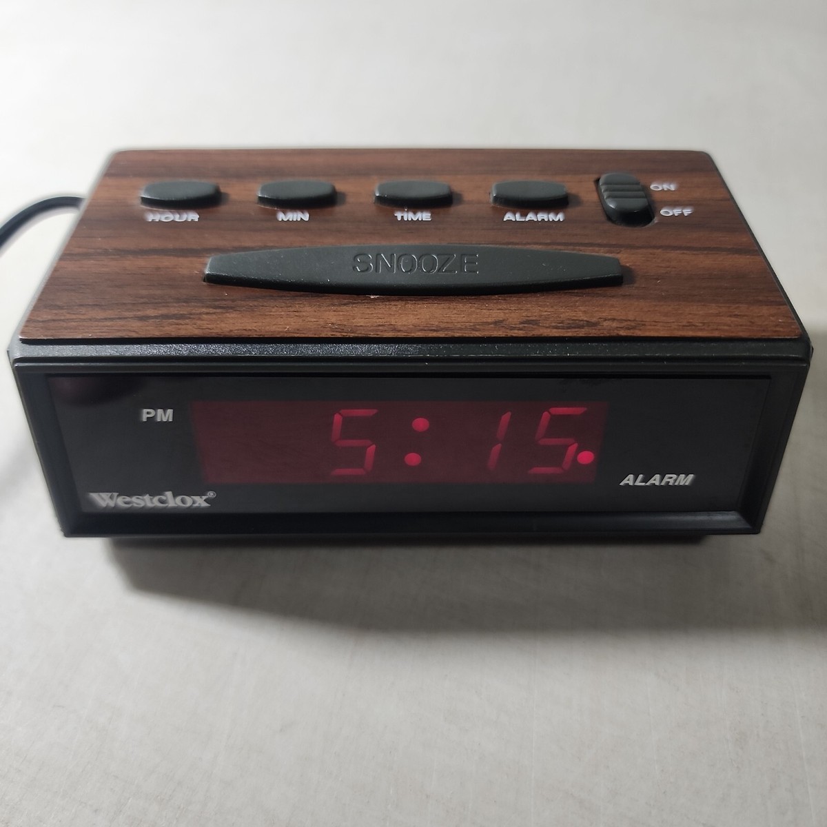 Réveil Vintage Westclox 4535 – Années 80, Mécanique à Remonter, Alarme, Noir